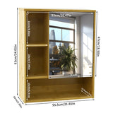 Bamboo Wall Medicine Cabinet Mirror 55.5cm 5 Shelf - Low Angle