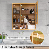 Bamboo Wall Medicine Cabinet Mirror 55.5cm 5 Shelf - Extra Image