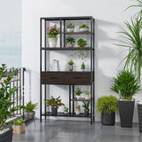 Rustic Accent Bookshelf 90CM Wide Plant Display Rack - Front View