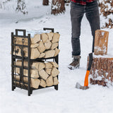 Iron Log Holder Indoor Heavy Duty Firewood Rack 180kg - Rear View