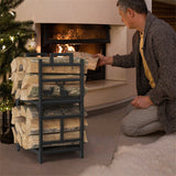 Iron Log Holder Indoor Heavy Duty Firewood Rack 180kg - Low Angle
