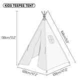 Kids Teepee Tent Linen Wood Black White Stripe Playhouse Indoor Garden