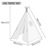 Kids Teepee Tent Linen Wood Black White Stripe Playhouse Indoor Garden - Extra Image