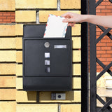 Wall Mounted Lockable Mailbox Galvanized Steel w/ Copper Lock - Side View