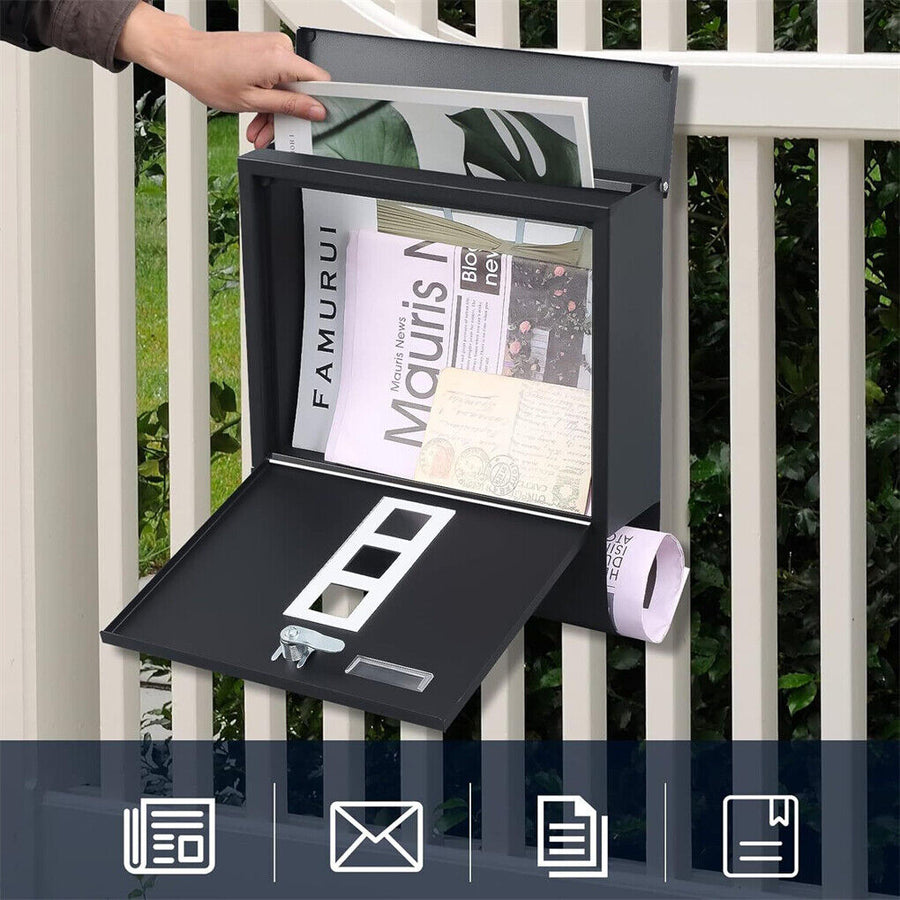 Wall Mounted Lockable Mailbox Galvanized Steel w/ Copper Lock