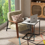 C Shape Sofa Side End Table Sintered Stone Black White - 45-Degree Angle