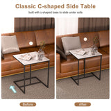 C Shape Sofa Side End Table Sintered Stone Black White - Close-Up Angle