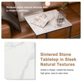 C Shape Sofa Side End Table Sintered Stone Black White - Low Angle