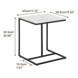C Shape Sofa Side End Table Sintered Stone Black White - Extra Image