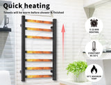 Aluminium Heated Towel Rail 7-Bar Electric Warmer Black - Side View