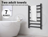 Aluminium Heated Towel Rail 7-Bar Electric Warmer Black - Close-Up Angle