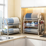 3 Tier Dish Drying Rack Silver 63cm - Side View
