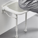 Wall-Mount Foldable Shower Chair, Adjustable, Non-Slip Feet - Front View