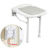 Wall-Mount Foldable Shower Chair, Adjustable, Non-Slip Feet - Top-Down View