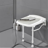 Wall-Mount Foldable Shower Chair, Adjustable, Non-Slip Feet - 45-Degree Angle