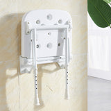 Wall-Mount Foldable Shower Chair, Adjustable, Non-Slip Feet - Close-Up Angle