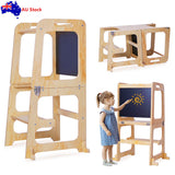 Wooden Toddler Step Stool Learning Tower Kitchen Safety - Front View