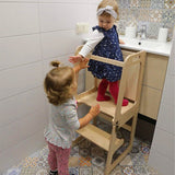 Wooden Toddler Step Stool Learning Tower Kitchen Safety - Top-Down View