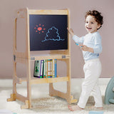 Wooden Toddler Step Stool Learning Tower Kitchen Safety - 45-Degree Angle