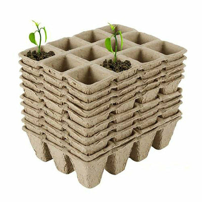10pcs Biodegradable Seedling Trays 12-Hole Garden Starter