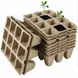 10pcs Biodegradable Seedling Trays 12-Hole Garden Starter - Top-Down View