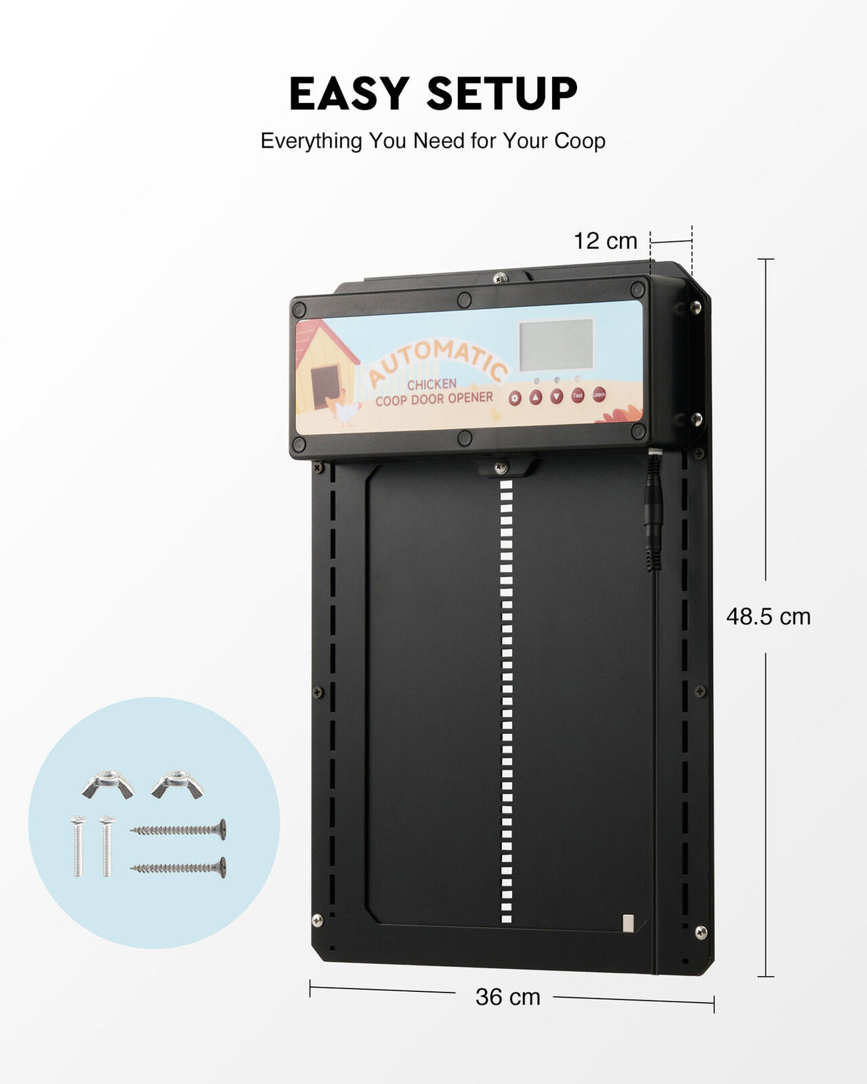 Automatic Chicken Coop Door Solar/Battery/AC 6W Aluminum Copper
