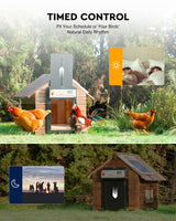 Automatic Chicken Coop Door Solar/Battery/AC 6W Aluminum Copper - Low Angle