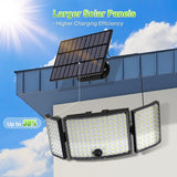 234 LED Solar Motion Sensor Light 5500K Cool Black Outdoor Security Flood Lamp - Front View