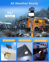 294 LED Solar Light Motion Sensor 6500K Black Outdoor Security Wall Flood Lamp - Close-Up Angle
