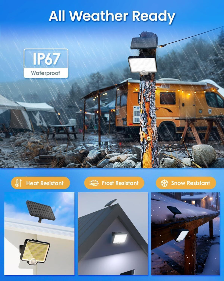 294 LED Solar Light Motion Sensor 6500K Black Outdoor Security Wall Flood Lamp