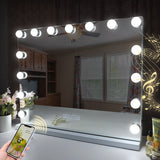 Hollywood LED Vanity Mirror Bluetooth Rectangle White Silver - Front View