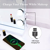 Hollywood LED Vanity Mirror Bluetooth Rectangle White Silver - Top-Down View