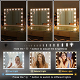 Hollywood LED Vanity Mirror Rectangle White Silver Wall Mirror - Side View