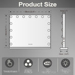 Hollywood LED Vanity Mirror Rectangle White Silver Wall Mirror
