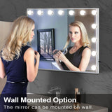 Hollywood LED Vanity Mirror Rectangle White Silver Wall Mirror - 45-Degree Angle