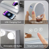 Hollywood LED Vanity Mirror Rectangle White Silver Wall Mirror - Rear View