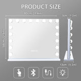 White Bluetooth Hollywood Mirror Rectangle Vanity Wall Light - Low Angle