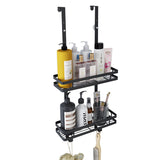 Black Aluminium Shower Caddy 74cm Hanging Storage Rack 35cm - Front View