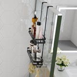 Black Aluminium Shower Caddy 74cm Hanging Storage Rack 35cm - Top-Down View