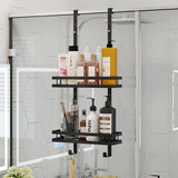 Black Aluminium Shower Caddy 74cm Hanging Storage Rack 35cm - 45-Degree Angle