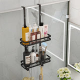 Black Aluminium Shower Caddy 74cm Hanging Storage Rack 35cm - Rear View