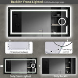 1200x600mm LED Bathroom Mirror Anti-fog Magnifying - Side View