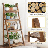 Rustic Wood 4 Tier Plant Stand Bookshelf 38CM Corner Shelf - Front View