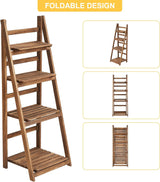 Rustic Wood 4 Tier Plant Stand Bookshelf 38CM Corner Shelf - Top-Down View