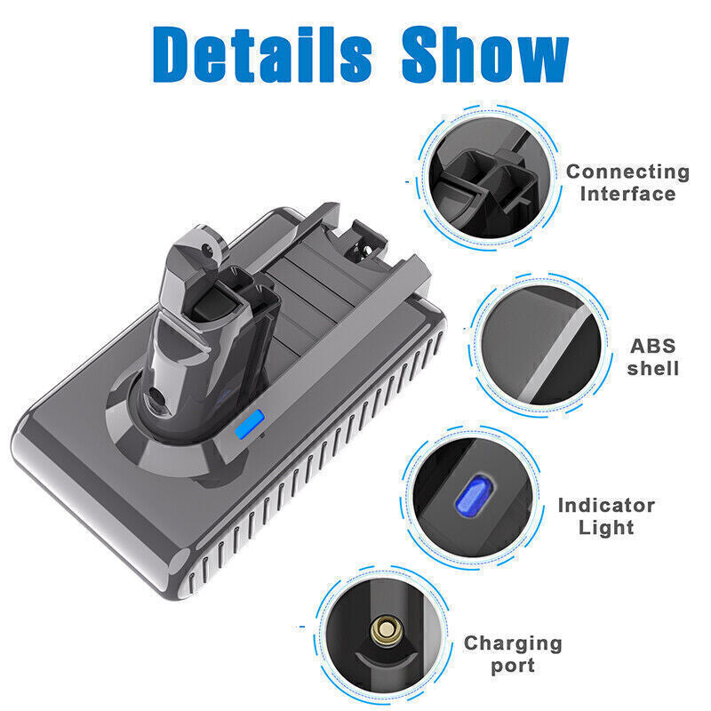 9500mAh Battery for Dyson V6 SV03 SV04 DC58 DC61 DC62