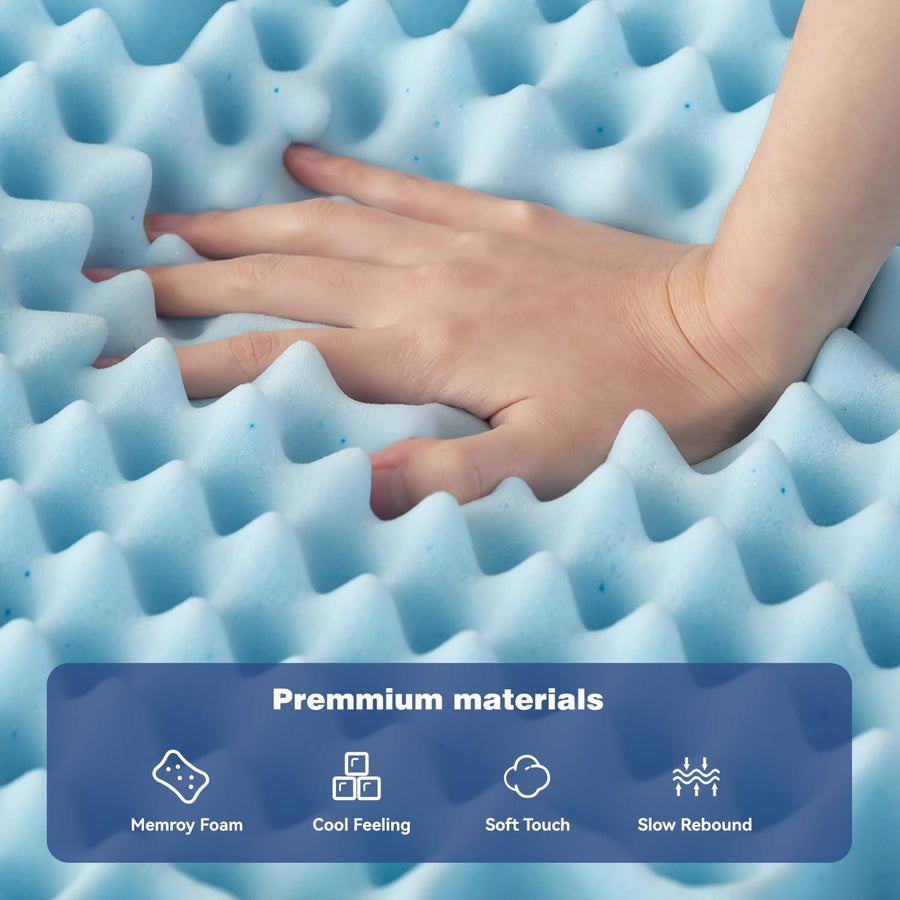 Single Memory Foam Mattress Topper 7-Zone Bamboo Cover Breathable