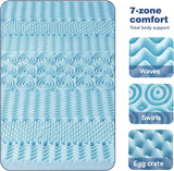 Queen Memory Foam Mattress Topper 7-Zone Bamboo Cover Breathable - 45-Degree Angle