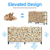 Metal Firewood Rack Log Storage Holder Heavy Duty - Low Angle