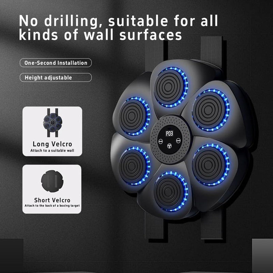 Wall Mount Boxing Machine Bluetooth Black Punch Pad + Gloves