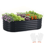 Oval Raised Garden Bed 160x80x42cm Galvanised Steel Planter